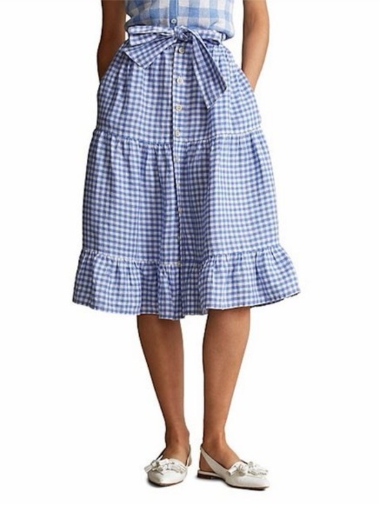 Polo Ralph Lauren Dresses & Skirts - Blue Gingham Tie-Waist Midi Skirt